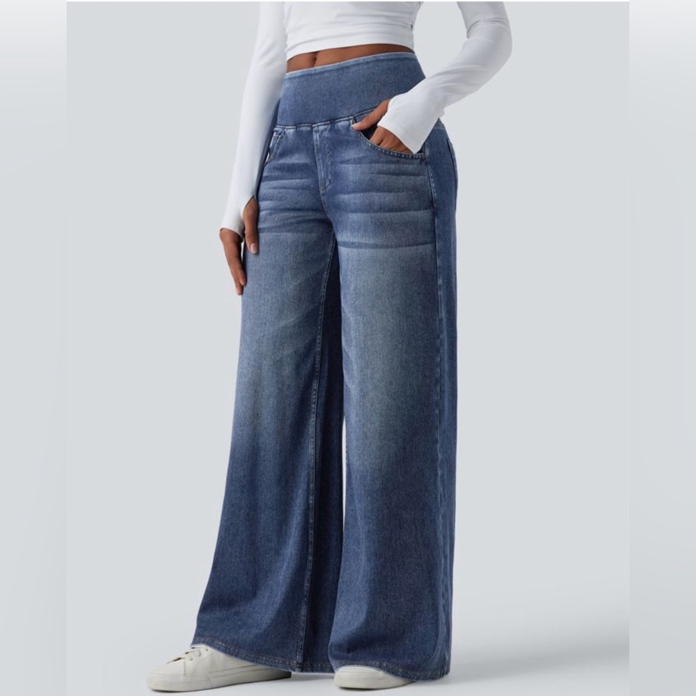 Halara Flex™ Mid Rise Draped Lyocel Washed Casual Baggy Wide Leg - Picture 2 of 4